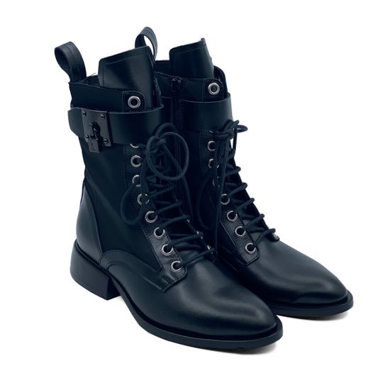 Ботинки Mimmu черные кожаные демисезонные - фото 8, F558K2 MIM NERO