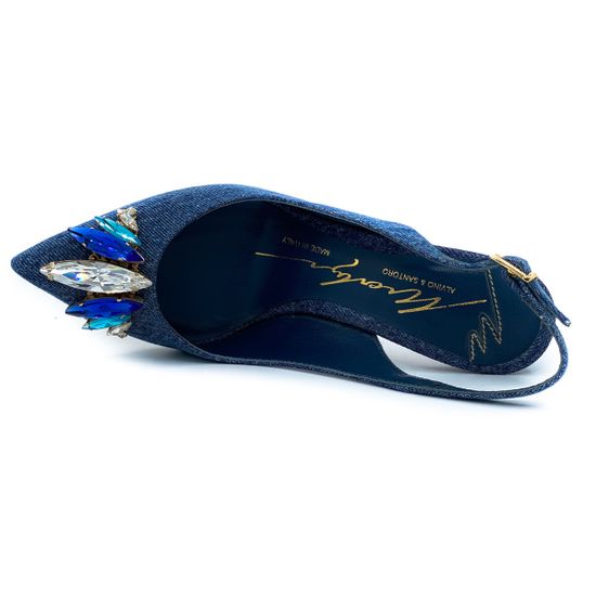 Туфли-лодочки Merlyn c открытой пяткой джинсовые - фото 5, 