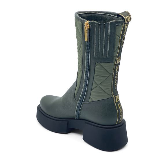 Полусапоги Ilasio Renzoni зеленые комбинация кожи и текстиля МЕХ - фото 3, 5032 IR