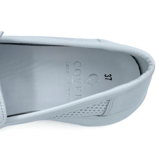 Лоферы CV Cover белые кожаные с перфорацией - фото 7, 01-74-200 COV