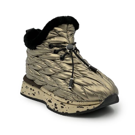 Кроссовки NILA&amp;NILA золотого цвета кожаные на меху - фото 2, NO6465M NIL ORO