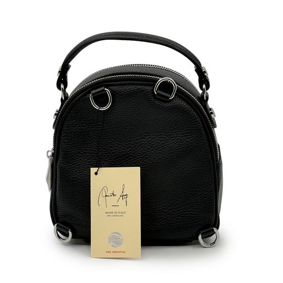 Сумка-минирюкзак Renato Angi черная кожаная - фото 3,