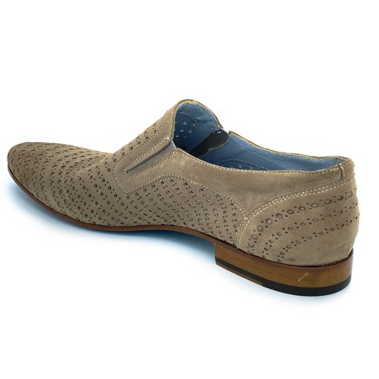 Туфли Bagatto бежевые замшевые со сквозной перфорацией - фото 3, 