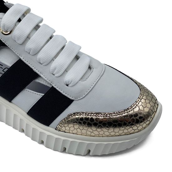 Кроссовки летние Donna Soft кожаные черные/золотые/белые - фото 6, 