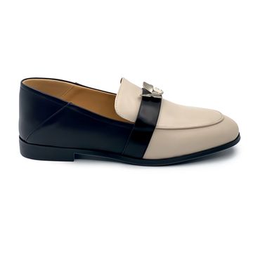 Лоферы TUFFONI кожаные бело-черные - фото 1, 1024011LL TUF BIANCO