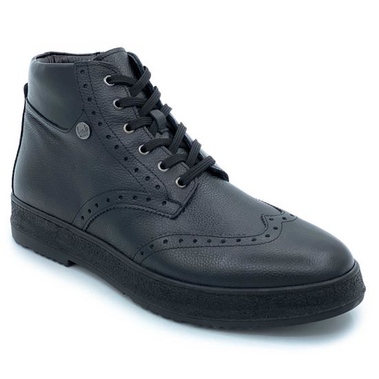 Ботинки Lab Milano черные кожаные МЕХ - фото 2, 