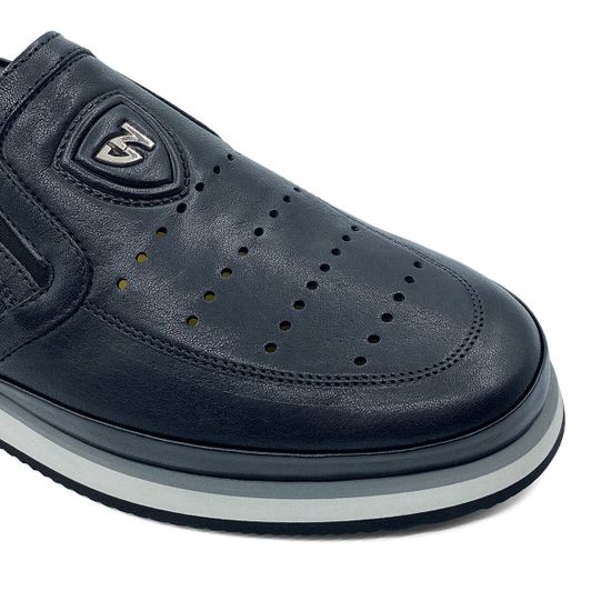 Слипоны Giampieronicola черные кожаные с крупной перфорацией - фото 6, 