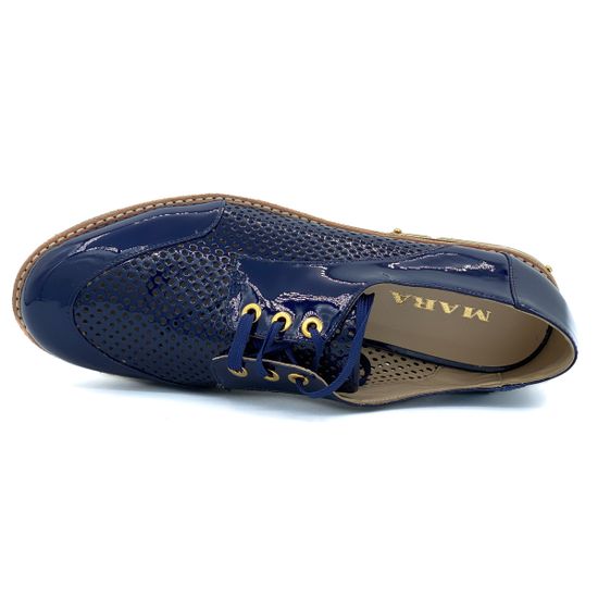 Полуботинки Mara синие из лакированной кожи - фото 5, 