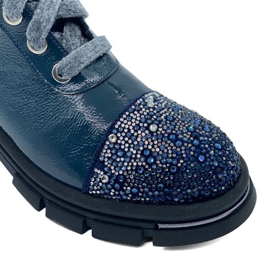 Ботинки Tiffi синие из лакированной кожи на шерсти - фото 5, A383 TI PACIFIC