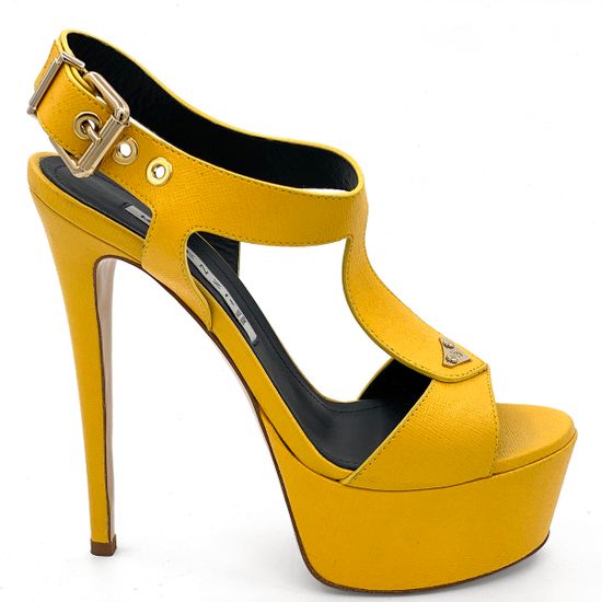Босоножки Renzi кожаные желтые на платформе - фото 1, 522901A RZ