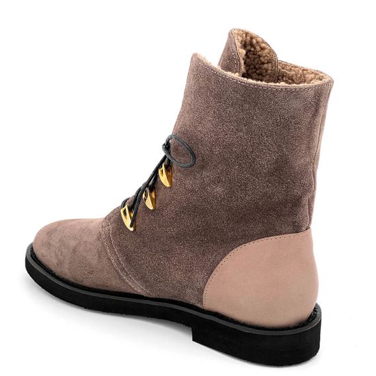 Ботинки Lab Milano бежевые замшевые Мех - фото 3, ZN1377 LAB VISONE