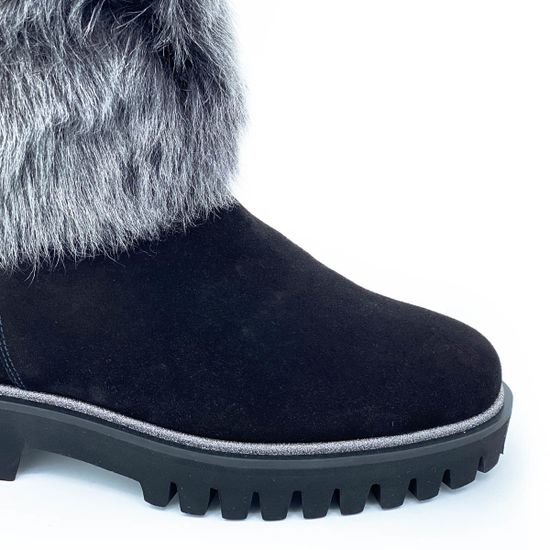 Ботинки Pertini черные замшевые МЕХ - фото 6, 182W15058D2 PRT