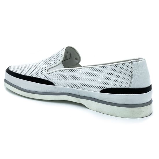 Слипоны Giampieronicola белые кожаные перфорированные - фото 3, 