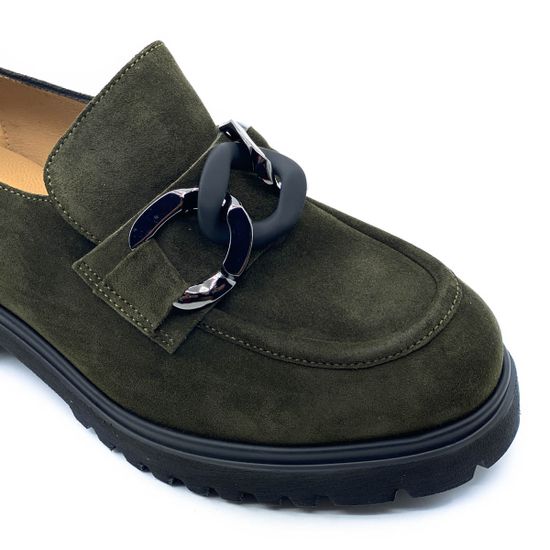 Лоферы Donna Soft зеленые замшевые демисезонные - фото 6, 