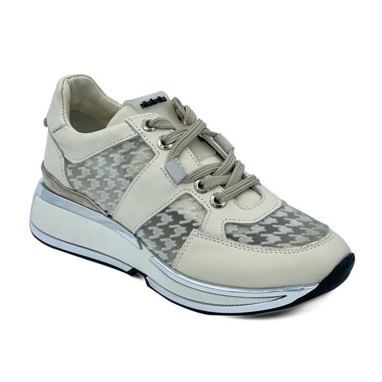 Кроссовки NILA NILA с прозрачной вставкой белые кожа/текстиль - фото 2, NO5823 NIL BIANCO