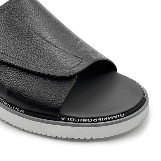 Шлепанцы GIAMPIERONICOLA черные кожаные на липучке - фото 6, A5772A GPN
