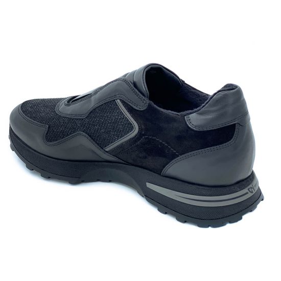 Кроссовки Giampieronicola черные комбинация кожи и замши Байка - фото 3, 