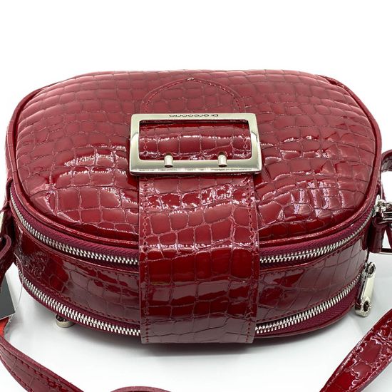 Клатч Di Gregorio красный лаковый тиснение под крокодила - фото 4, 
