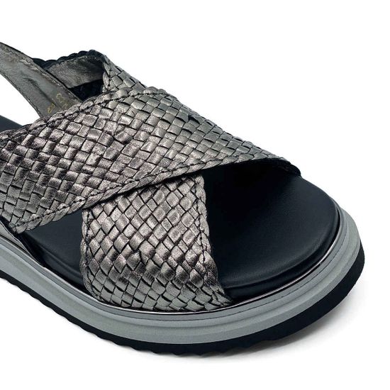 Босоножки Donna Soft  кожаные плетеные серебренного цвета - фото 6, DS1800 DS SILVER