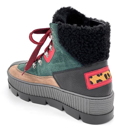 Ботинки Marzetti зелено-коричневые МЕХ комбинация замши и кожи - фото 3, 