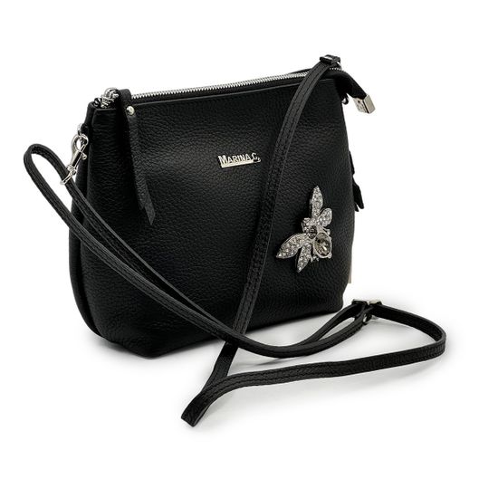 Сумка Marina Creazioni черная кожаная с пчелкой - фото 2, B6864 MC NERO FLY