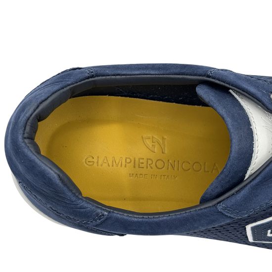 Кроссовки GIAMPIERONICOLA синие/белые кожаные перфорированные - фото 7, 45502C GPN BLU