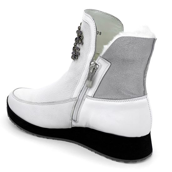Ботинки Marzetti белые кожаные МЕХ - фото 3, 