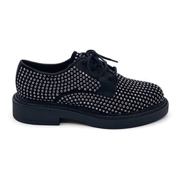 Полуботинки Mimmu черные замшевые демисезонные клепки метал - фото 1, F303M24 MIM MET851