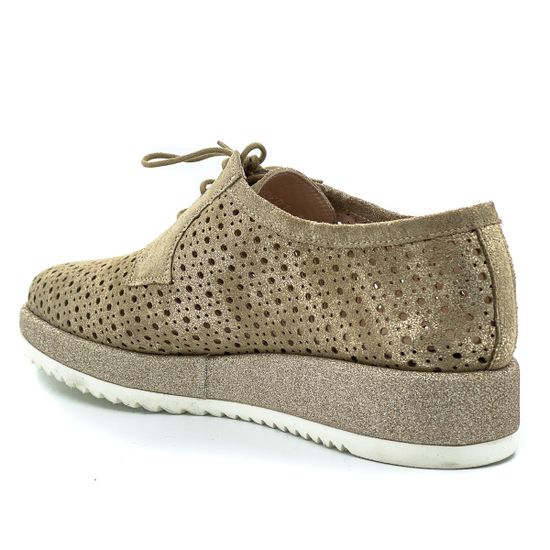 Полуботинки женские Pertini из перфорированного нубука бронзового оттенка - фото 3, 191W15609D1 PRT