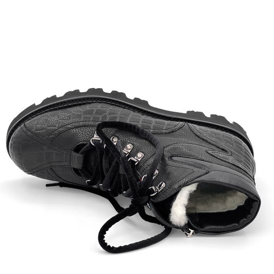 Ботинки Marzetti черные кожаные МЕХ - фото 5, 