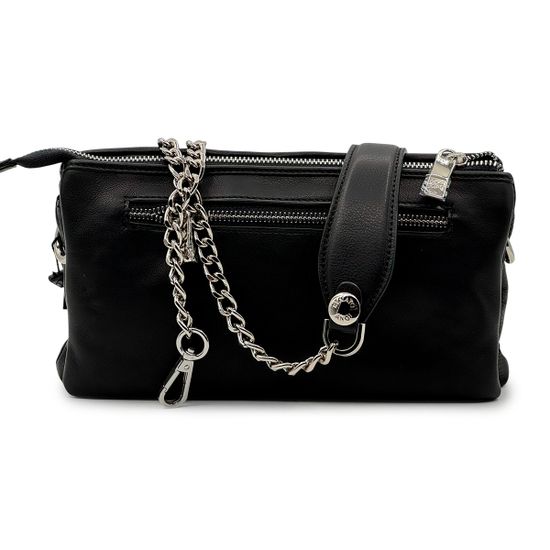 Сумка Renato Angi черная кожаная с ремнем-цепочкой - фото 3, 3401381 RA NERO