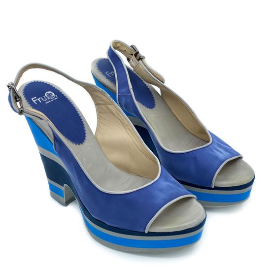 Босоножки Fru.it синие комбинация кожи и текстиля - фото 6, 