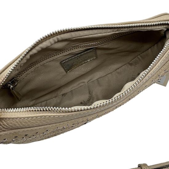 Сумка кросс-боди полумесяц Marina Creazioni бежевая кожаная - фото 5, B6522 MC BEIGE