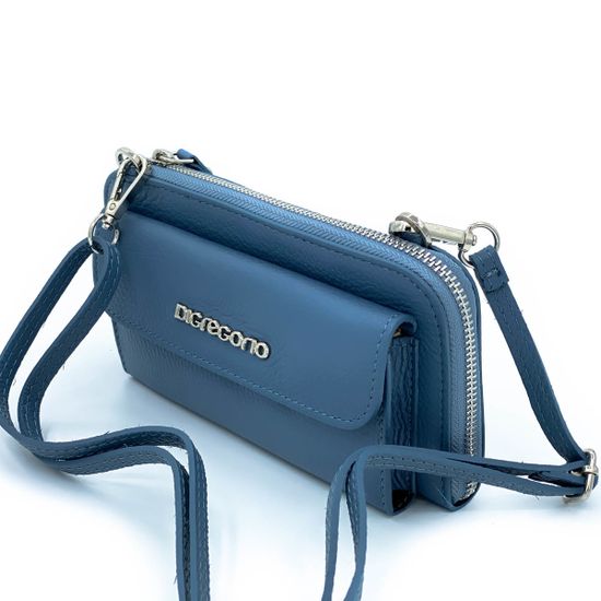 Мини-клатч Di Gregorio синий кожаный - фото 2, 