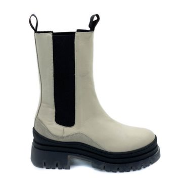 Ботинки челси Mimmu бежевые демисезонные комбинация кожи и замши - фото 1, E442E1 MIM BEIGE