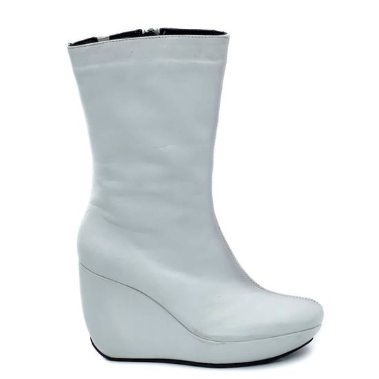 Полусапоги Kelton белые кожаные МЕХ - фото 1, 