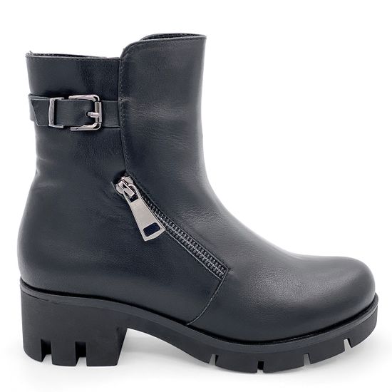 Ботинки Cover черные кожаные МЕХ - фото 1, 