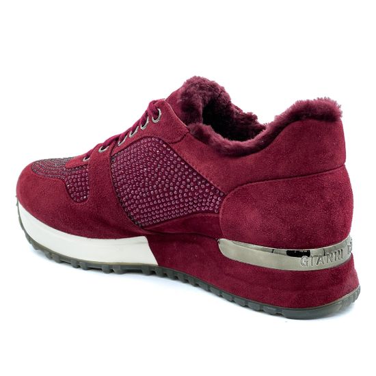 Сникерсы Gianni Renzi бордовые замшевые МЕХ - фото 3, 
