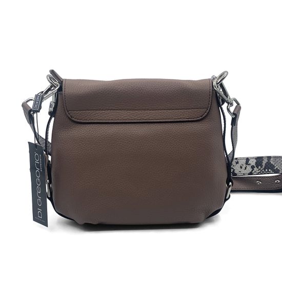 Сумка Di Gregorio коричневая кожаная с ручкой под питон - фото 4, 03237 DG AZALEA