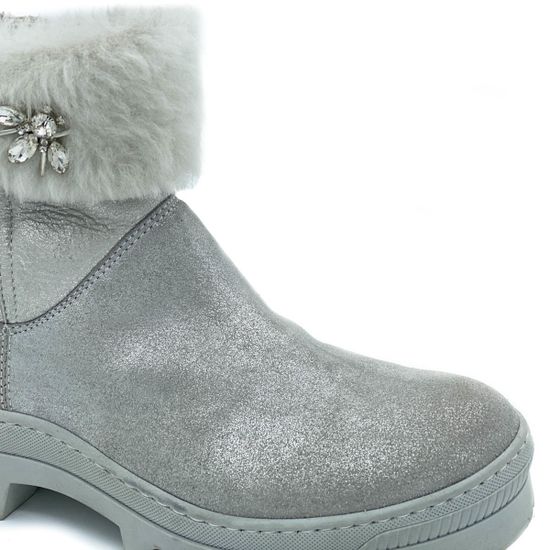 Ботинки Marzetti серебряные замшевые МЕХ - фото 6, 7837MD04 MZ
