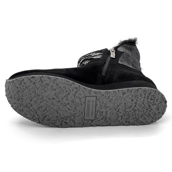 Ботинки Marzetti черно-серебряные замшевые МЕХ - фото 4, D74417M02 MZ