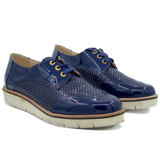 Полуботинки Mara синие из лакированной кожи - фото 7, 