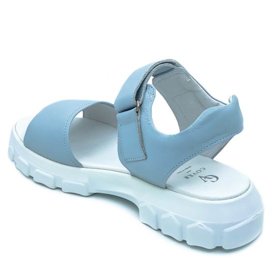 Босоножки Cover голубые кожаные - фото 3, 9051-5 COV