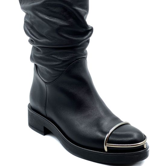 Сапоги Tiffi черные кожаные байка - фото 6, A363L TI