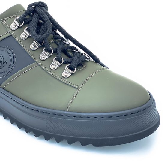 Кеды Giampieronicola черно-зеленые кожаные Байка - фото 6, 