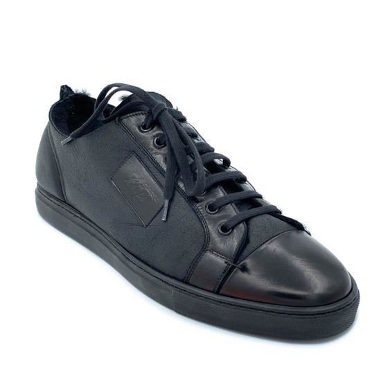 Кеды Coupe черные кожаные Мех - фото 2, 