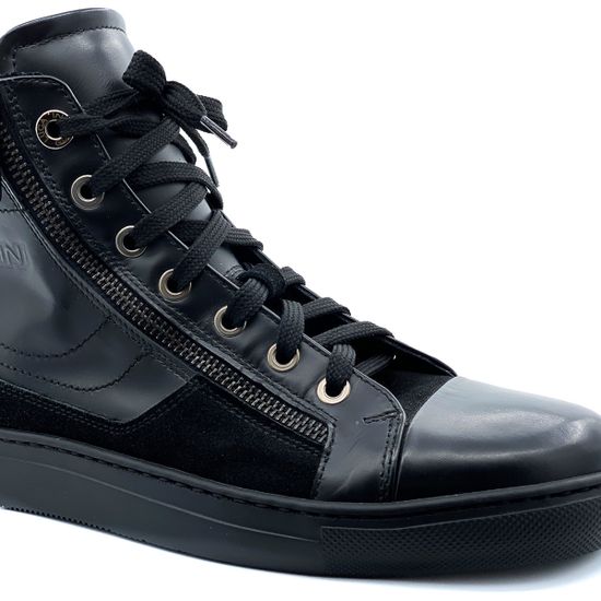 Кеды Luca Guerrini черные демисезонные комбинация замши и кожи - фото 6, 