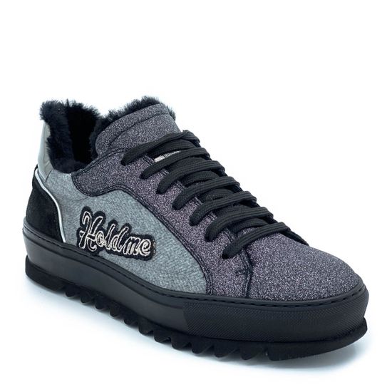 Ботинки Pertini черно-серые МЕХ комбинация замши и текстиля - фото 2, 182W15063D1 PRT