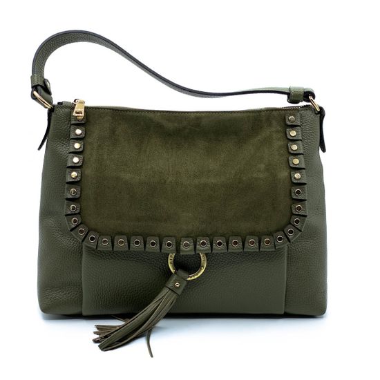 Сумка Ripani зеленая комбинация кожи и замши - фото 1, 