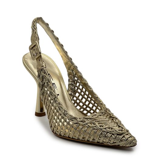 Туфли слингбэк Tiffi золотистые кожаные - фото 2, G504/90L TI PLATINA